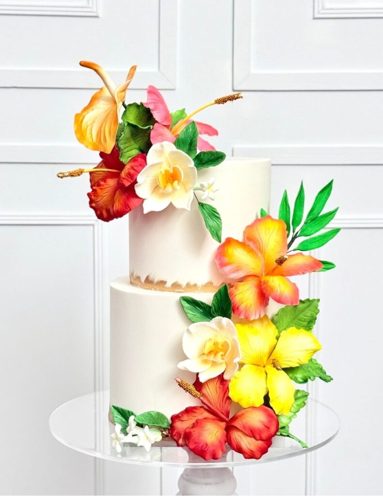 Birthday Cake with sugar flowers