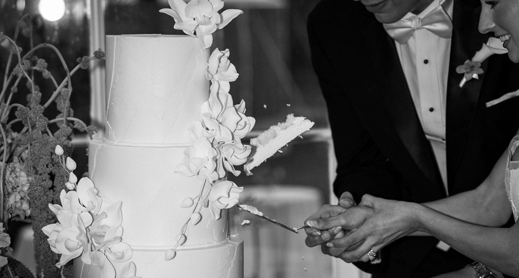 Luxury Wedding Cake with Sugar Flowers at Kirt Mansion in Bluffton SC