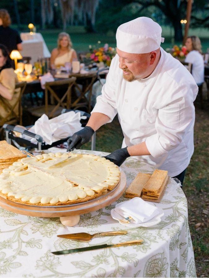 Daniel Mendoza Cake Designer of Dflavorcc Making a Millefoglie Experience at Kirt Mansion in Bluffton SC
